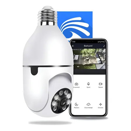 Câmera Lâmpada De Segurança Wi-Fi Ip App Yoosee Visão Noturna Câmera Segurança Lampada Ip Wi-Fi
