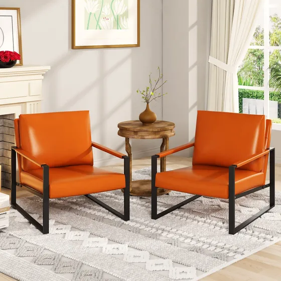 Lamerge Silla Decorativa Cuero Respaldo Acolchado Extra Sofa