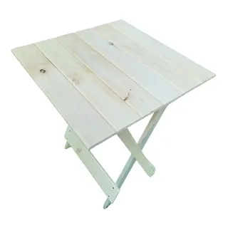 Mesa Dobrável Cagema Madeira Pinus Quadrada 60 Cm Cru