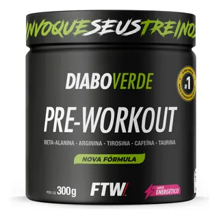Suplemento Em Pó Pre Treino Pre Workout Pote 300g Sabor Energético Ftw - Diabo Verde Suplemento Em Pó Pre Treino Pre Workout Pote 300g Sabor Energético Ftw - Diabo Verde