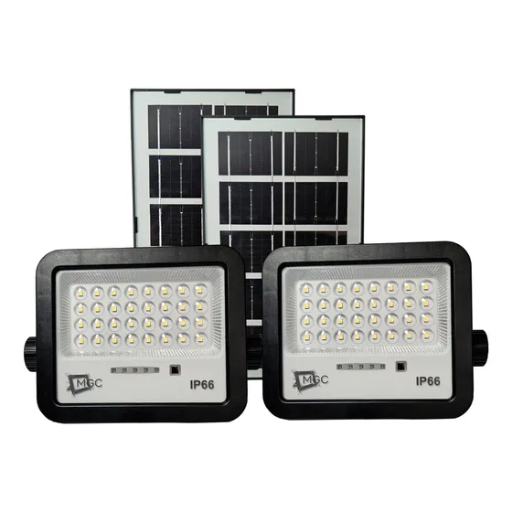 Kit 2 Luminária Refletor Placa Solar Led 200w Branco Frio