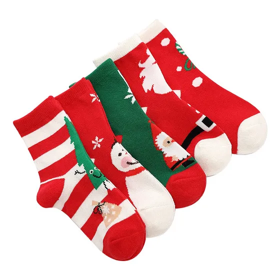 5-pairs Calcetines De Navidad Para Niños Gift For Children