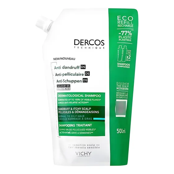 Shampoo Vichy® Dercos Anti Caspa Refill500ml | Cabello Graso