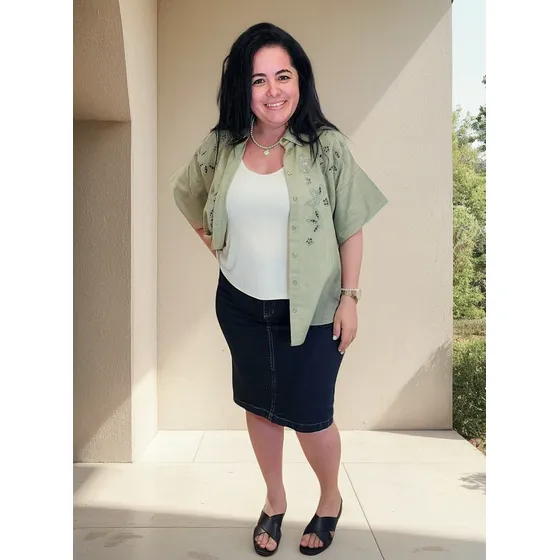 Pollera Falda Dubai Jean Gris Talles Grandes Con Lycra