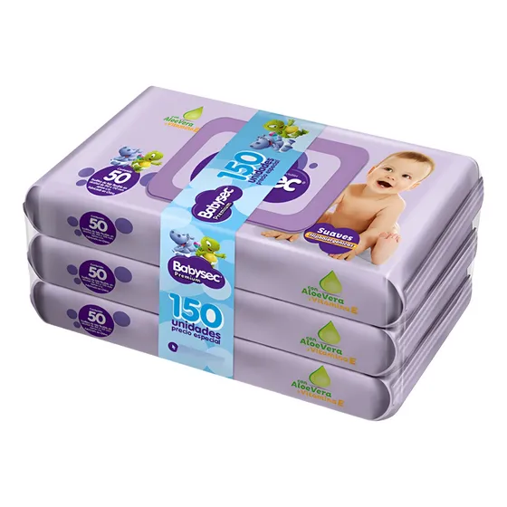 Toallitas  Húmedas Babysec Premium Con Tapa Pack X 150 
