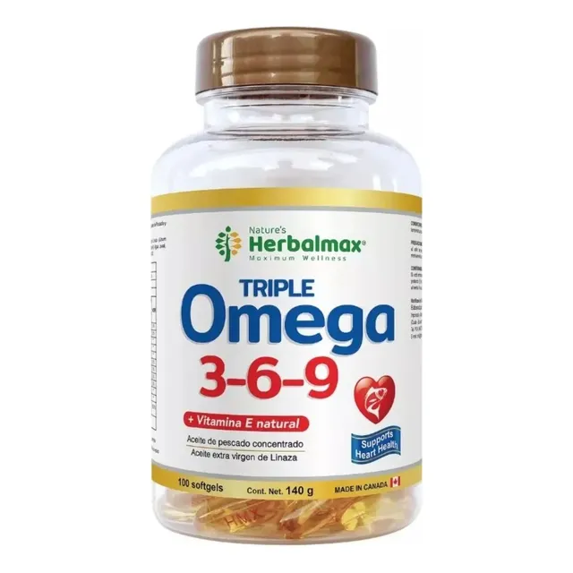 Pack X2 Triple Omega 3,6,9 Herbalmax 1400 Mg 100 Capsulas
