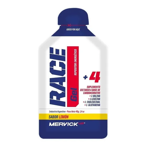 Gel Race Caja 12 Unid 40 Gr Mervick Lab Repositor Energético Bcaa Glutamina