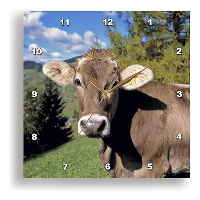 Reloj De Pared 3drose Con Imagen De Vaca Suiza En Los Alpes 