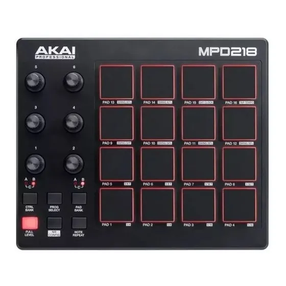 Controlador DJ Akai MPD218 preto