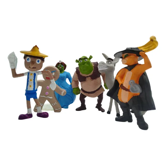 Figuras Shrek 6 Burro Gato Con Botas Jengibre Fiona Juguete
