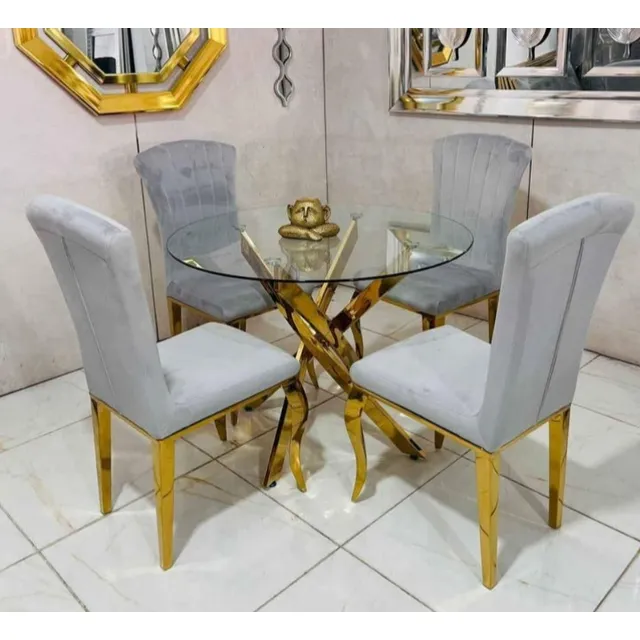 Juégo De Comedor 4 Sillas Aceros Inoxidable Tapizados