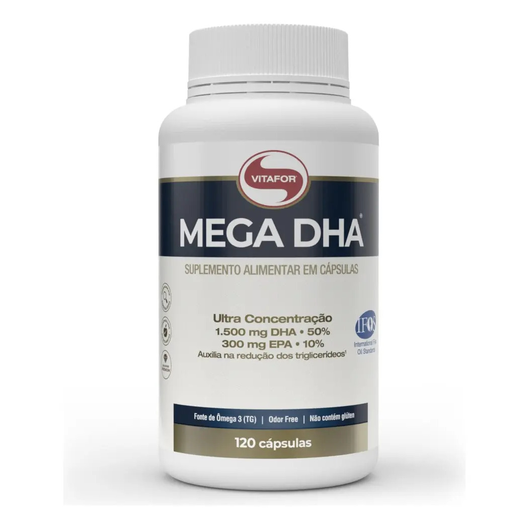 Mega Dha 120 Cápsulas Ômega 3 Vitafor Sem Sabor Mega Dha 120 Cápsulas Ômega 3 Vitafor Sem Sabor