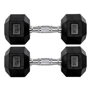 Par De Halteres 8+8kg Sextavado Emborrachado Cromado Gallant Par De Halteres 8+8kg Sextavado Emborrachado Cromado Gallant