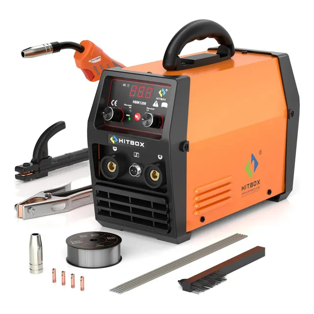 Soldadora inverter Hitbox 3 EN 1 Mig sin gas+liftig+mma/stick 200A 50/60HZ 60% ciclo de trabajo Acero inoxidable ,hierro ,acero al carbono 1kg 110v/220v
