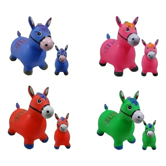 Jump Jump Toy, caballo de goma con sonido y forma de luz, caballo azul