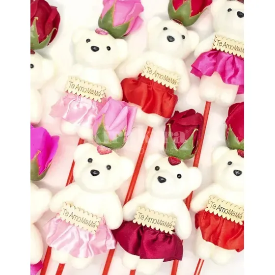 12 Rosas Con Oso Frase Te Amo Mamá - Día De La Madre Surtido