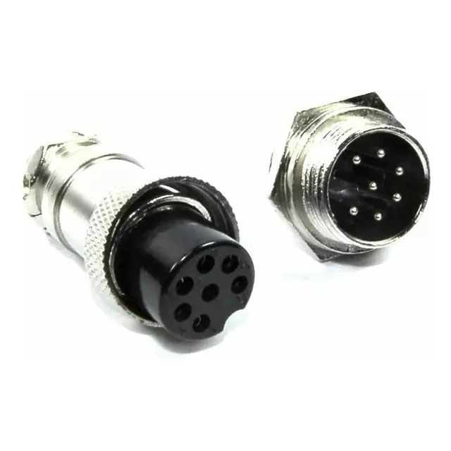 Par Conector Gx16 7 Pines Macho Aéreo Y Hembra Para Chasis