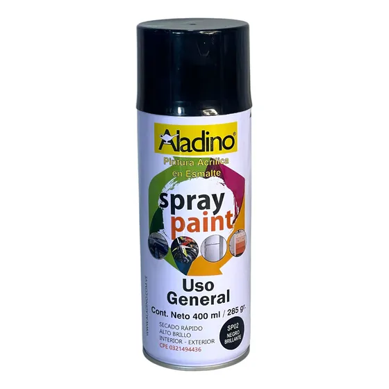 Pintura En Spray Esmalte Negro Brillante 400cm Aladino