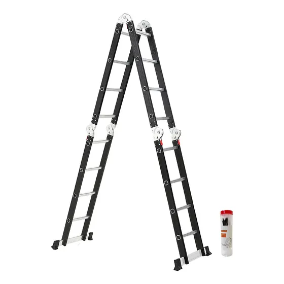 Escalera De Aluminio 4x4 + Precintos Color Negro Garden Life