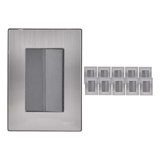 Placa Acero Inoxidable Sencillo De 3 Modulos Oxford 10 Pz