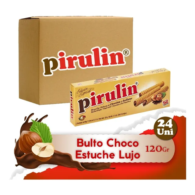 Pirulin Chocolate Lujo Estuche 120g Bulto 24 Unidades