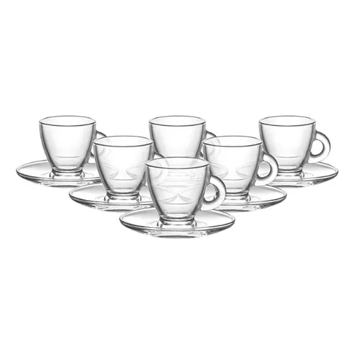 Set Tazas Con Plato Vidrio Mini Tazas De Cafe 12 Piezas