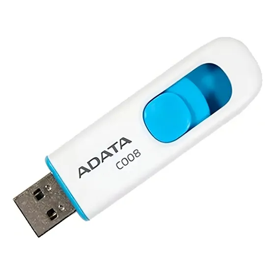Memoria USB Adata Classic C008 AC008-32G-RKD 32GB 2.0 Liso blanco y azul