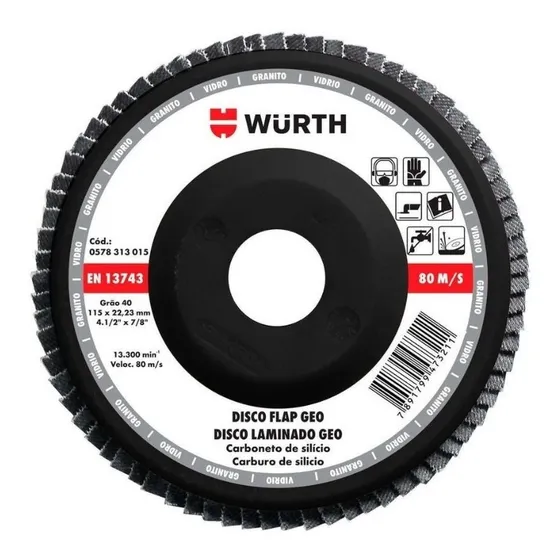 Disco Flap Wurth Pulir Granito/vidrio Gr 120 Carb De Silicio
