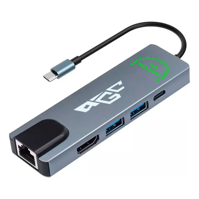 Adaptador Hub Usb C 5 En 1 A Hdmi, Rj45 Usb 3.0, Pd, Mac Win