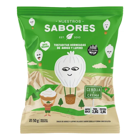 Tostadas De Arroz Y Lupino, Cebolla Y Crema-nuestros Sabores