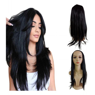 Meia Peruca Preta Lisa Sem Brilho Identico Humano Meia Peruca Preta Lisa Sem Brilho Identico Humano
