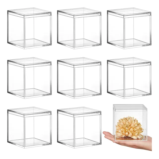 8 Piezas De Plástico Acrílico Transparente Cubo Cuadr...