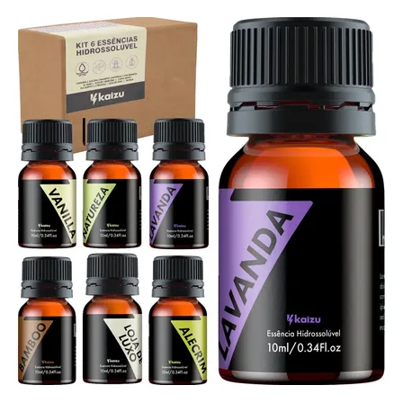 Kit 6 Essencia Para Difusor Umidificador Aromatizador Vaporizador De Ambiente Concentrada Hidrossolúveis 10ml Kaizu