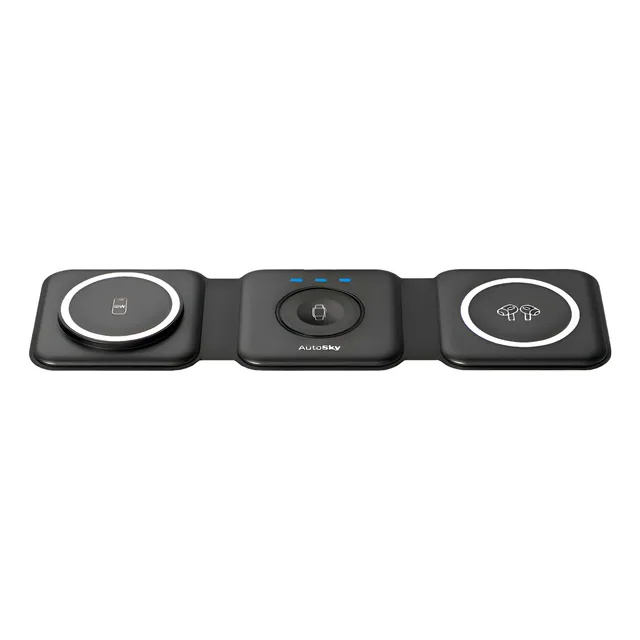 Cargador Inalambrico Magnetico Portatil 3 En1 Blanco Autosky