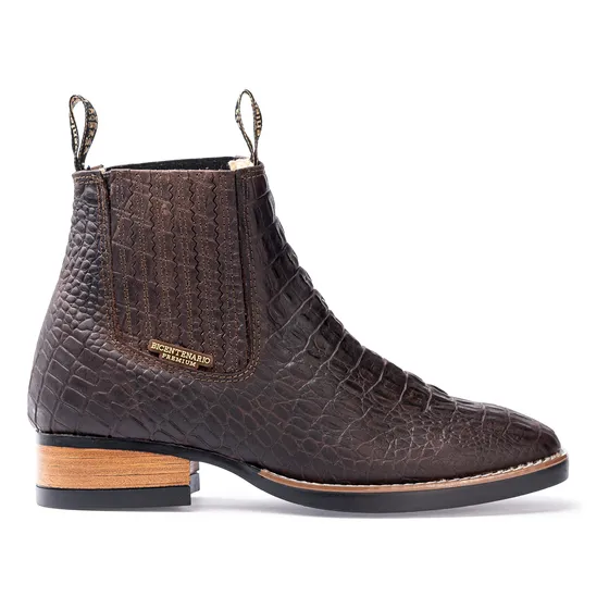Botin Casual Vestir Vaquero Piel Tipo Cocodrilo Bicentenario