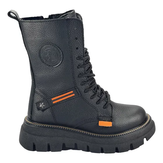 Borcego Bota Plumitas Cuero Vacuno Acordonado Mujer