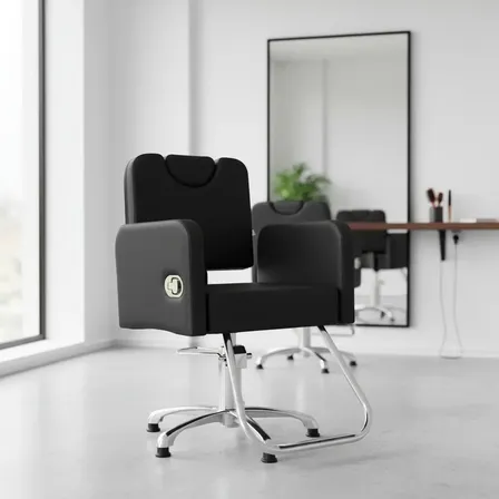 Cadeira Reclinável Cabeleireiro Safira - Pronta Entrega Preto Facto Preto Facto