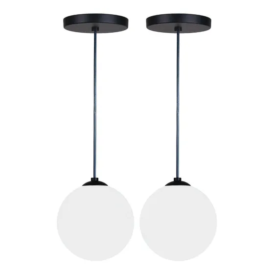 Kit Com 2 Luminárias Pendente Jabuticaba Globo 12cm Leitoso