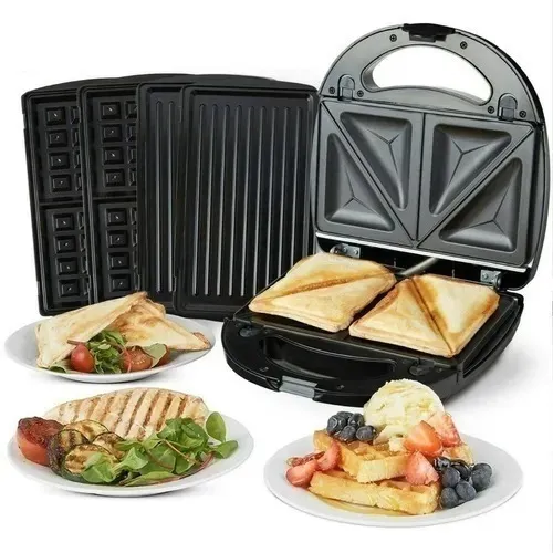 Sandwichera 3 Placas Waflera Grill Sandwichera 3 En 1 Westinghouse Color Plateado