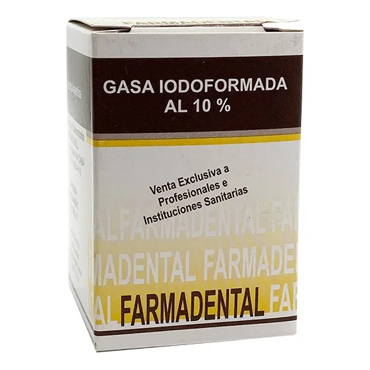 Gasa Iodoformada Al 10%, 16 Apósitos De 5 X 5 Farmadental