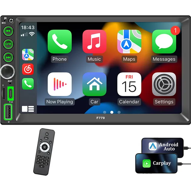 Auto Estereo Pantalla 2 Din Carplay & Android Auto + Camara
