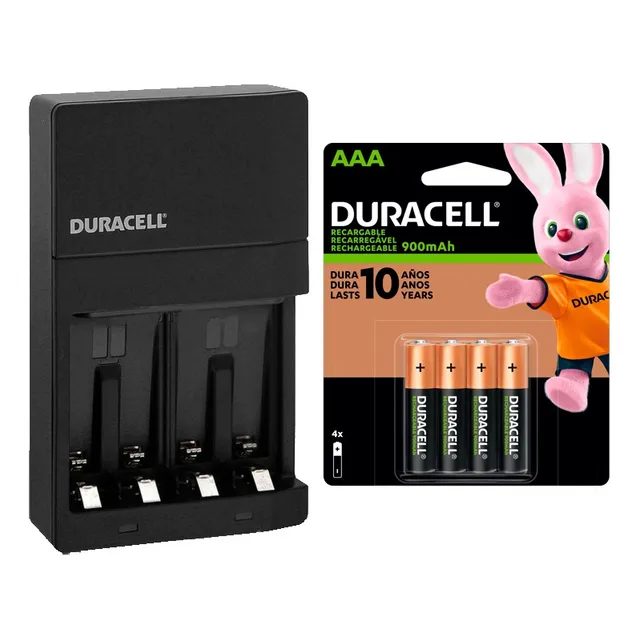 Cargador + 4 Baterias Aaa  900mah Recargable Duracell Dx1500