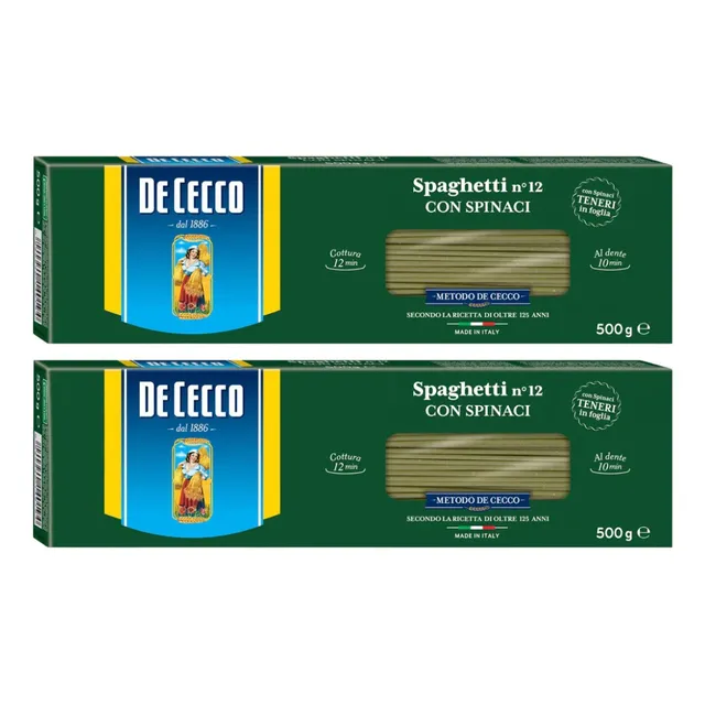 Fideos Spaghetti Nº12 Con Espinaca De Cecco 500 Gr. Caja X2