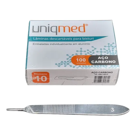 Lâminas Bisturi No 10 100un + Cabo No3 Dermaplaning Estética
