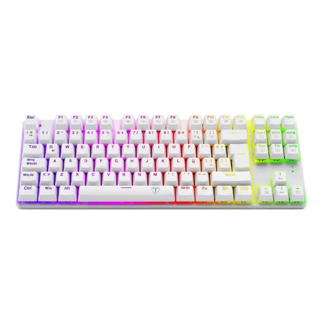 Teclado gamer T-Dagger Bora QWERTY T-Dagger Red español color blanco con luz RGB
