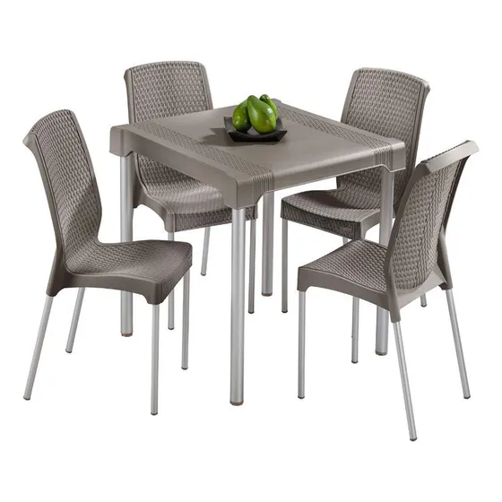 Combo De Mesa Más 4 Sillas Comedor Tipo Rattan Exterior 