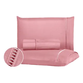 Jogo De Lençol 400 Fios Ponto Palito Cama Queen 3 Pçs Saldão