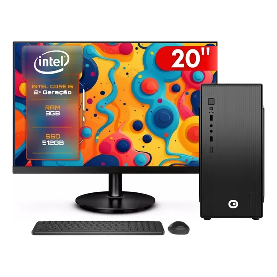 Computador Completo 2Eletro Fast Intel Core i5, 8GB RAM, SSD 512GB, Bivolt, Monitor 20" LED - CD2E-0111A