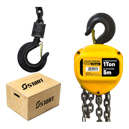 Talha Manual 1 Tonelada 1000kg Com Corrente 5 Metros Freio Duplo Ts1500 Start Talha Manual 1 Tonelada 1000kg Com Corrente 5 Metros Freio Duplo Ts1500 Start