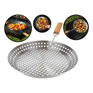 Panela Frigideira Grelhar Em Churrasqueira Inox 30cm - Mor Panela Frigideira Grelhar Em Churrasqueira Inox 30cm - Mor